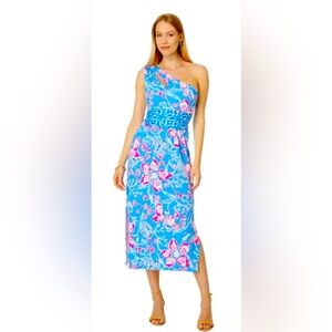 Lilly Pulitzer Gorgeous Helina One Shoulder Midi dress